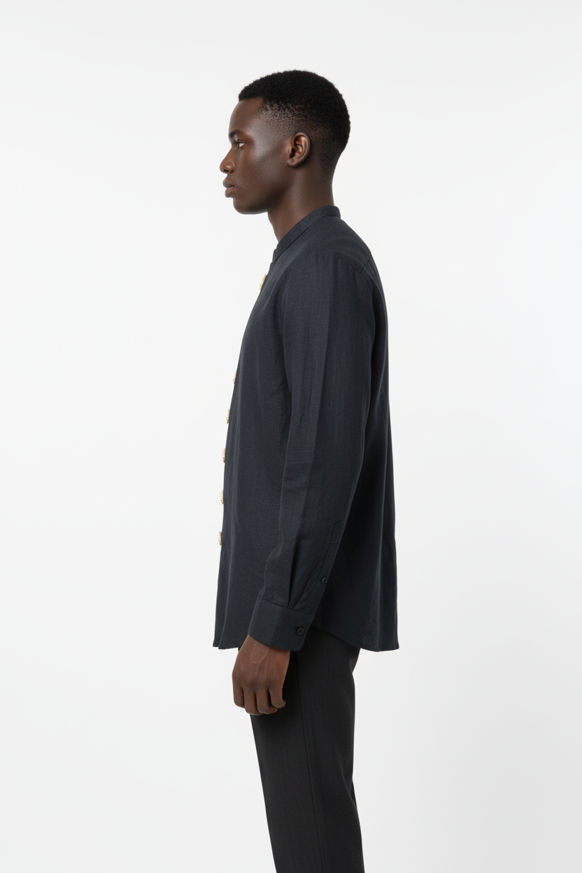 Linen 2piece with sculpture face buttons
