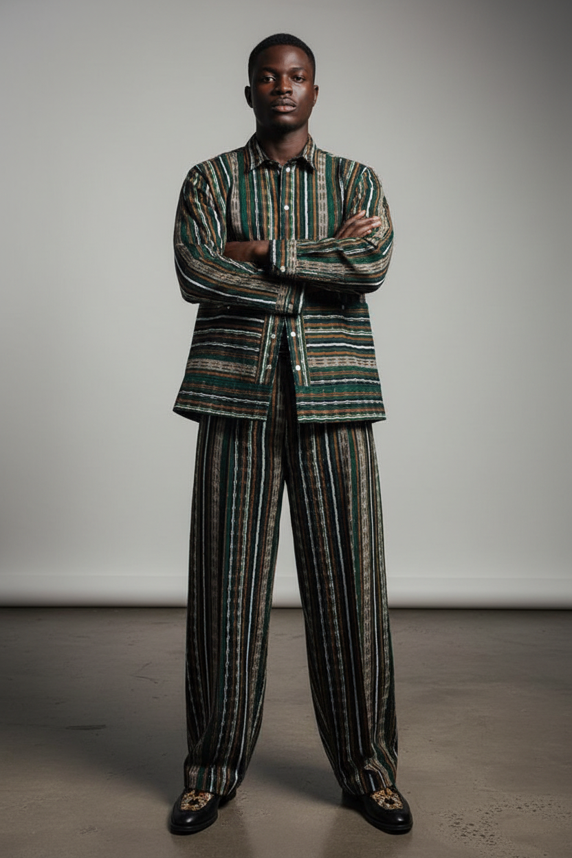 Lou Striped Matching Set - Jacket & Wide-Leg Trousers