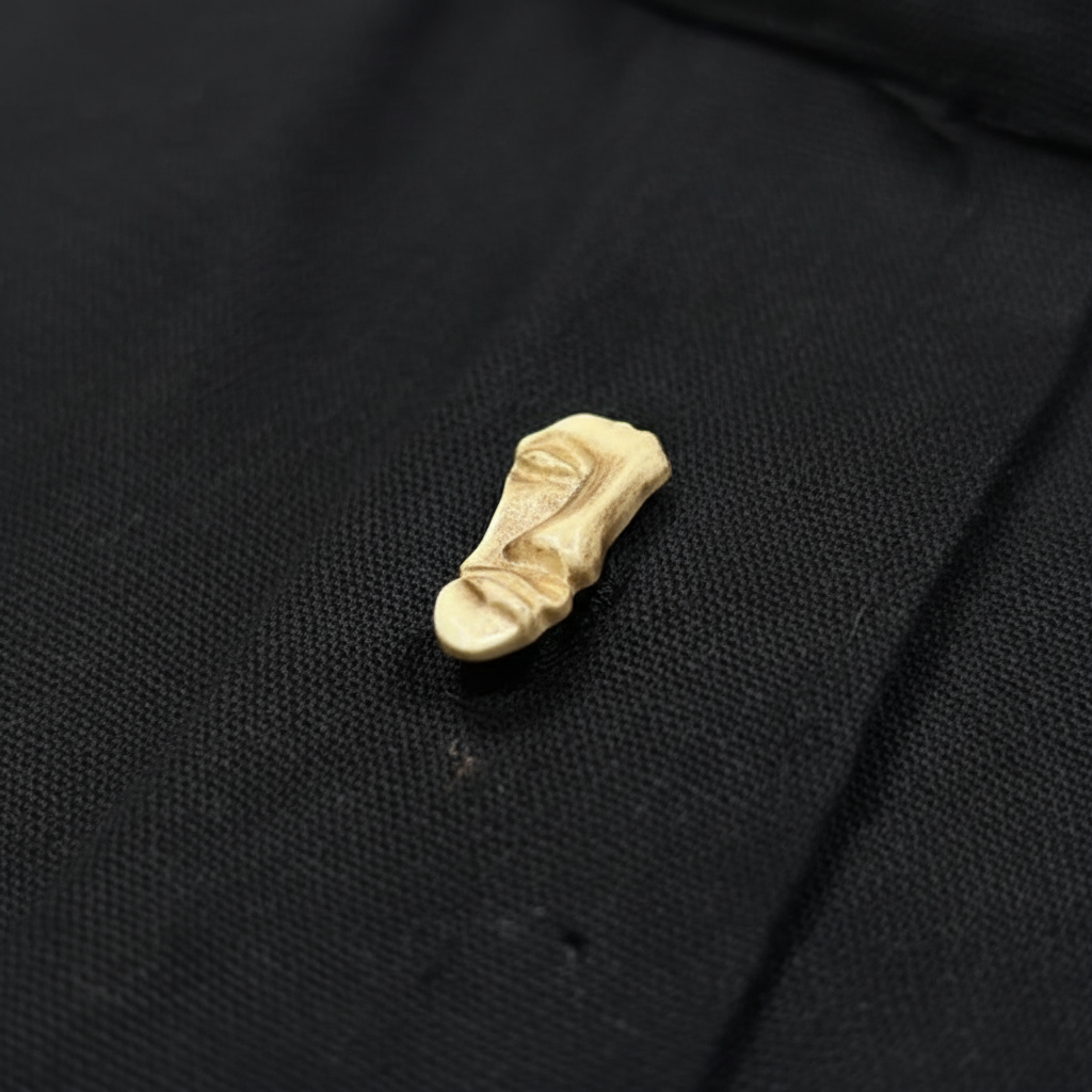 Close-up detail of bone-style buttons