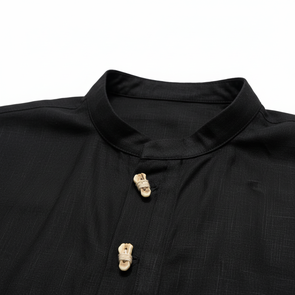 Collar and button construction detail