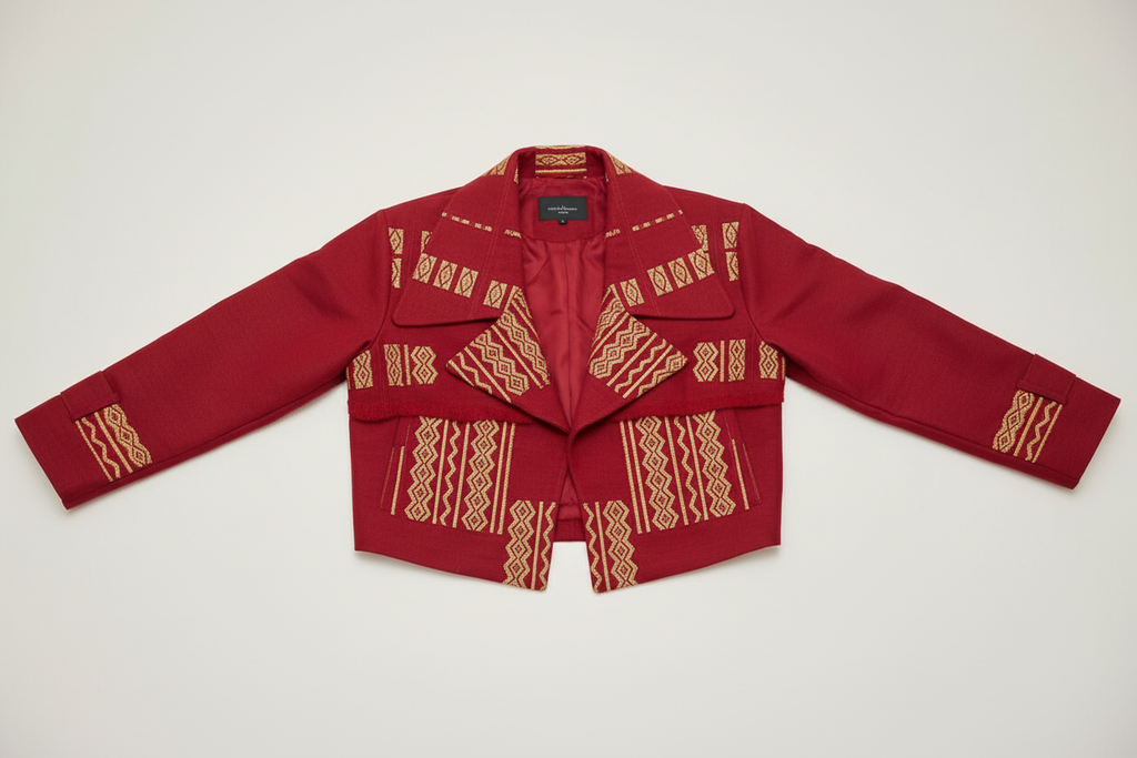 Crimson Jacket – Flat Lay