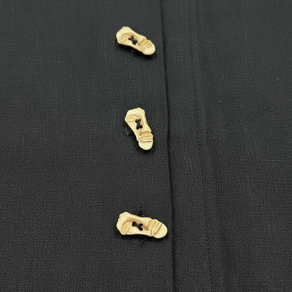 Macro detail of bone-style buttons