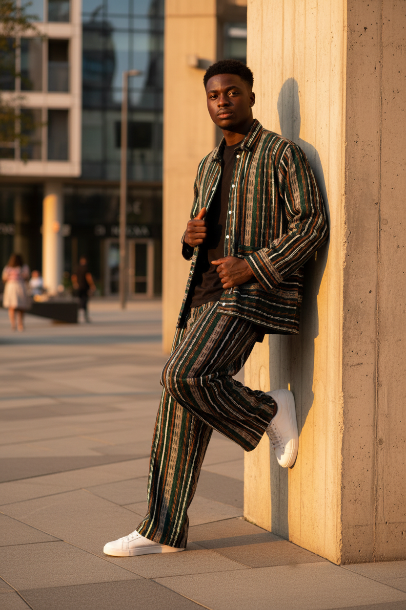 Lou Striped Matching Set - Jacket & Wide-Leg Trousers