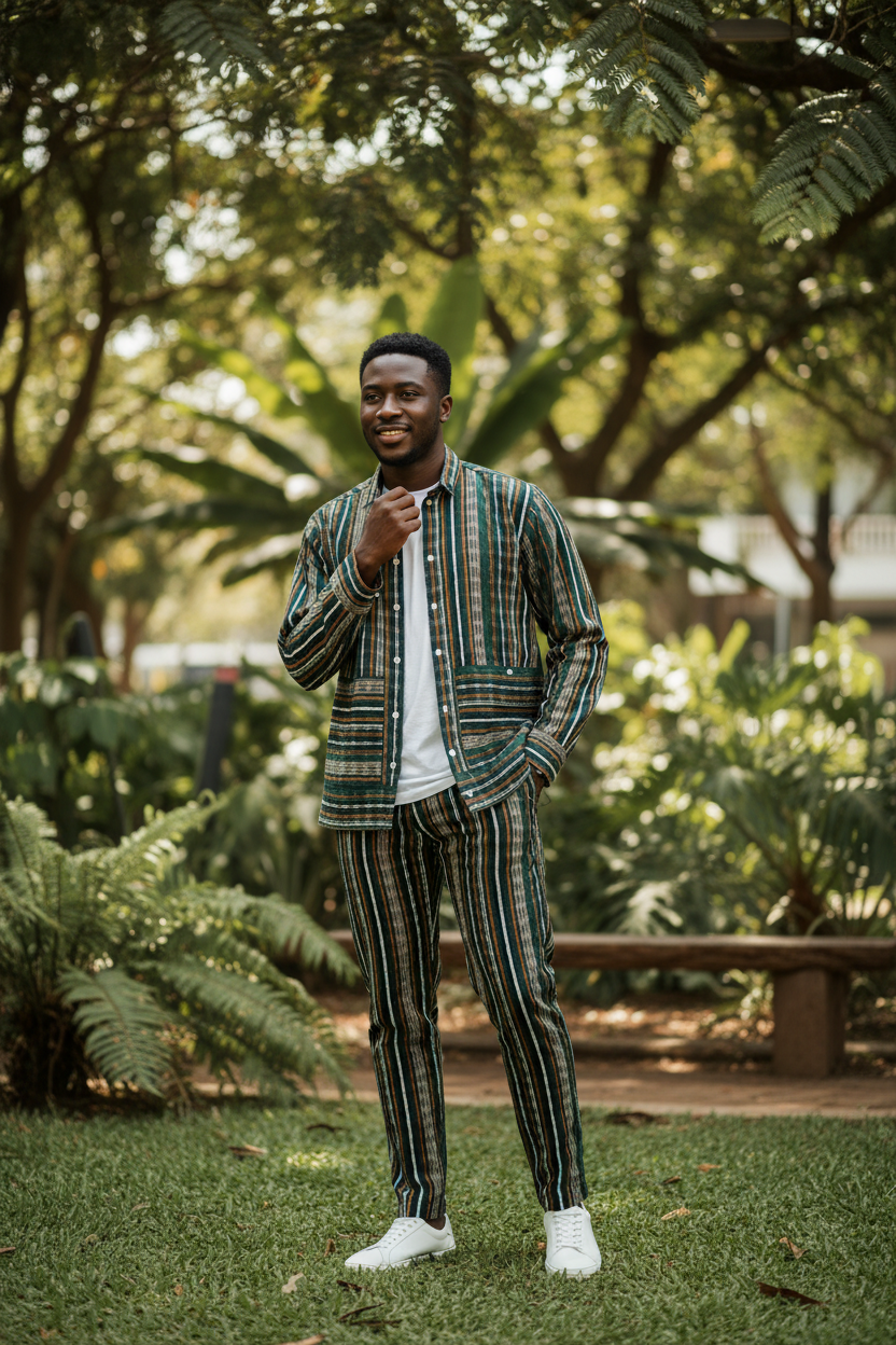 Lou Striped Matching Set - Jacket & Wide-Leg Trousers