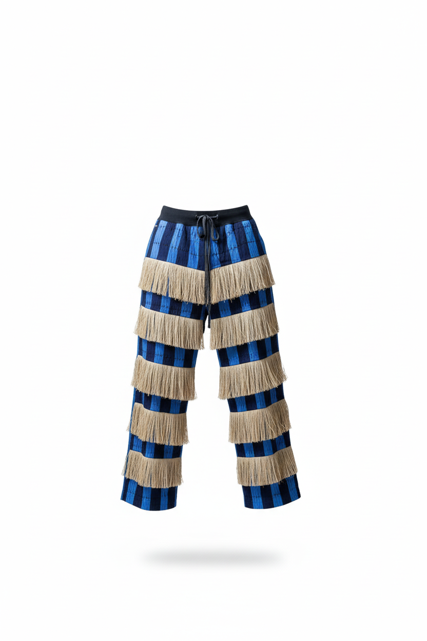 Raffia Fringe Pants – Ghost Front Blue