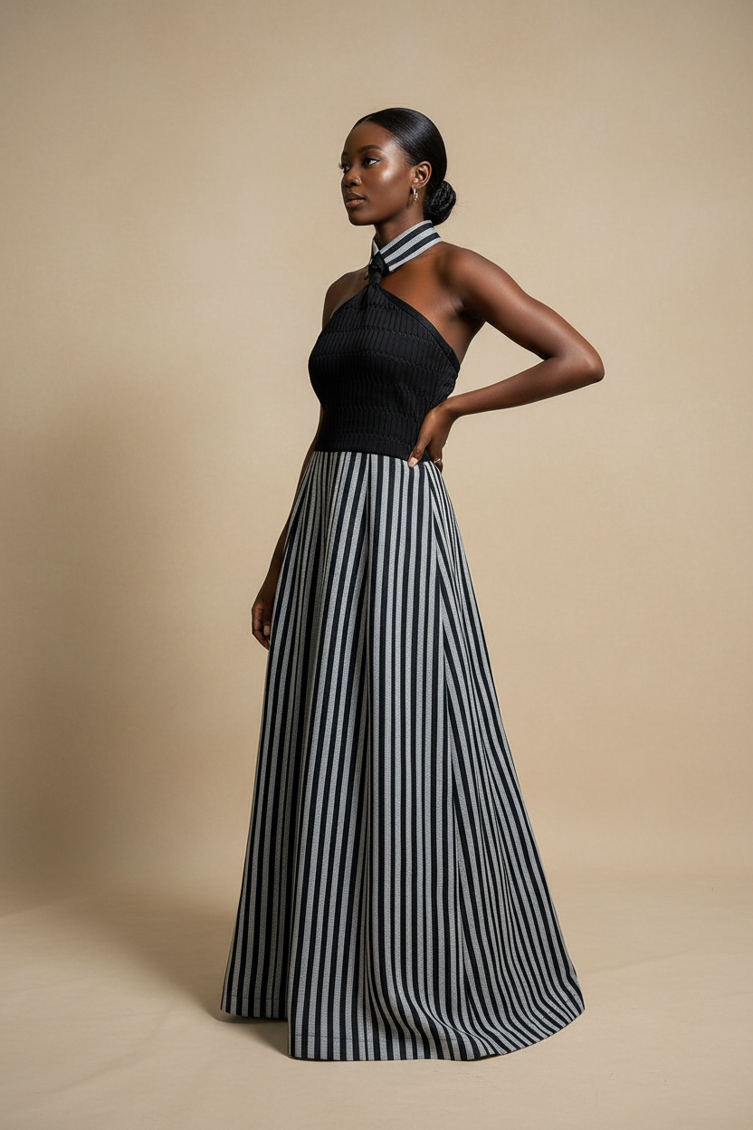 Striped halter dress - angled