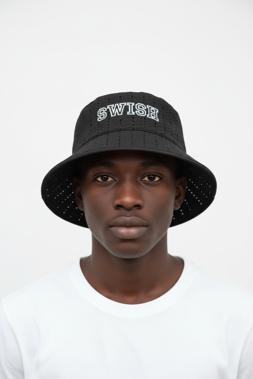SWISH Black Asooke Bucket Hat – Model