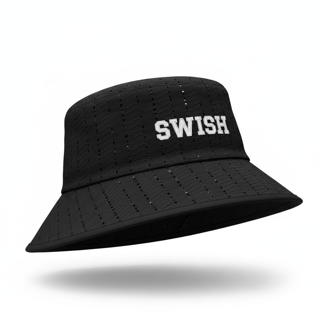 SWISH Black Asooke Bucket Hat – Three-Quarter